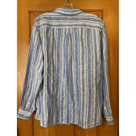 Women's Tommy Bahama Santiago Stripe Linen Blend Shirt Top Blouse Sz XL Travel - Picture 6 of 9